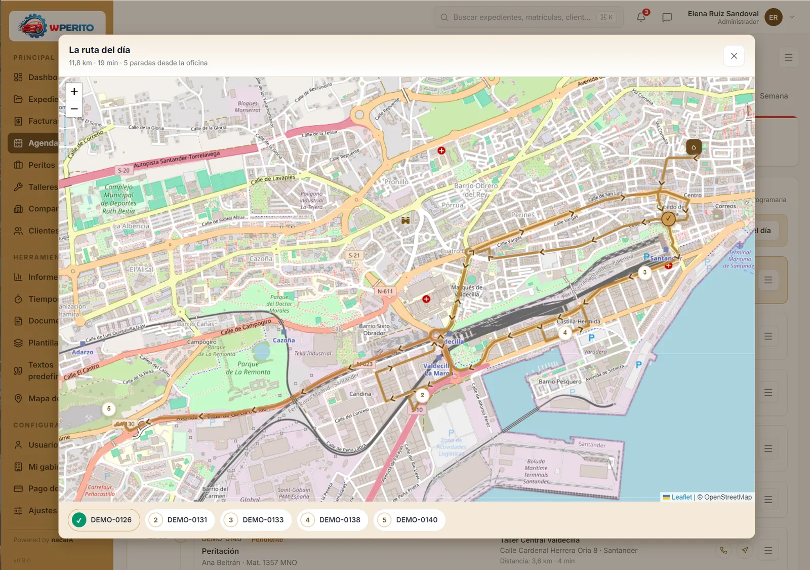 Mapa con la ruta del día