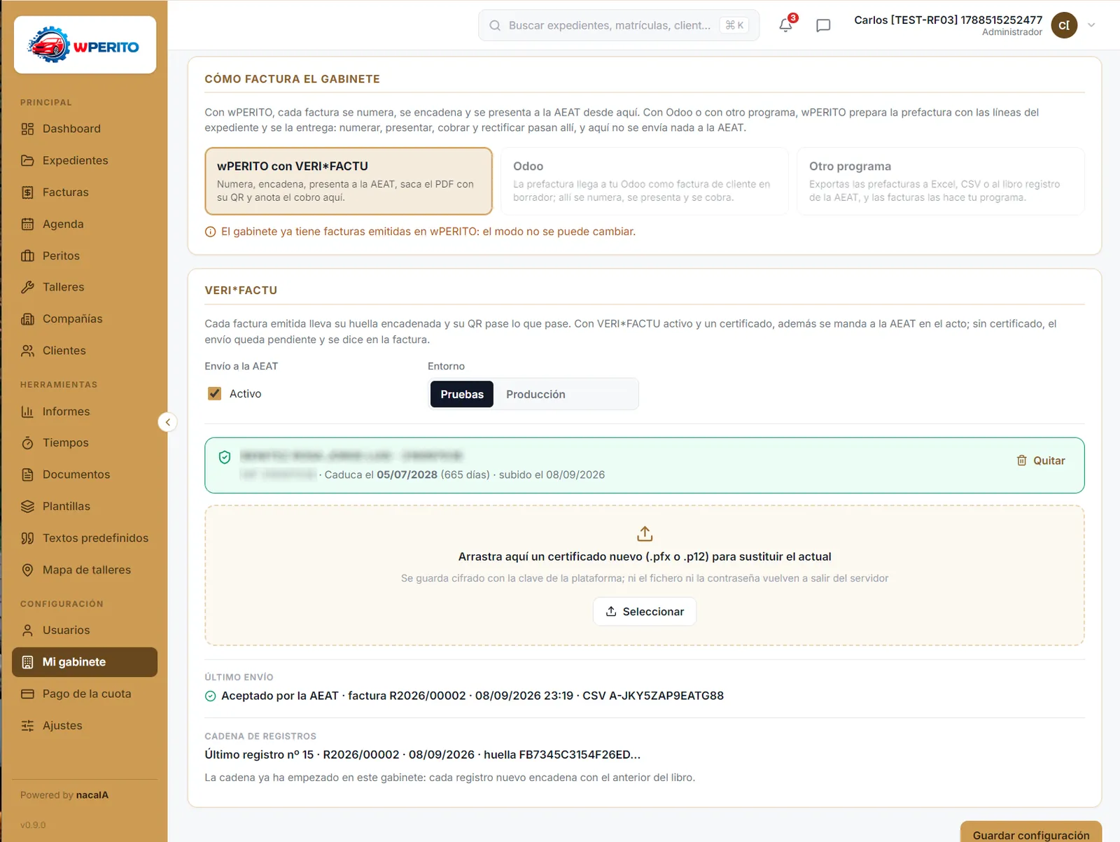 Configuración de facturación y VERI*FACTU